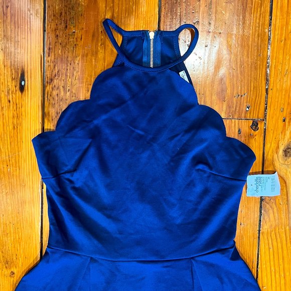 Charlotte Russe Women's Navy Blue Scalloped Skater Dress Size M - Picture 5 of 14